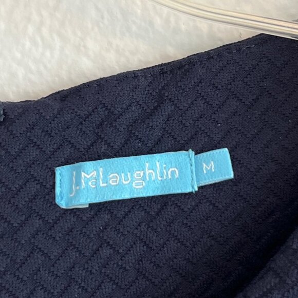 J McLaughlin Darcy Dress‎ Navy Herringbone Textured Bodycon Knee Length Size Med - Picture 4 of 11